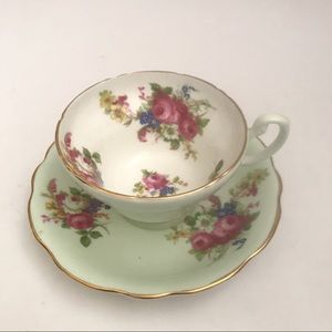 British vintage Foley mint green teacup & saucer